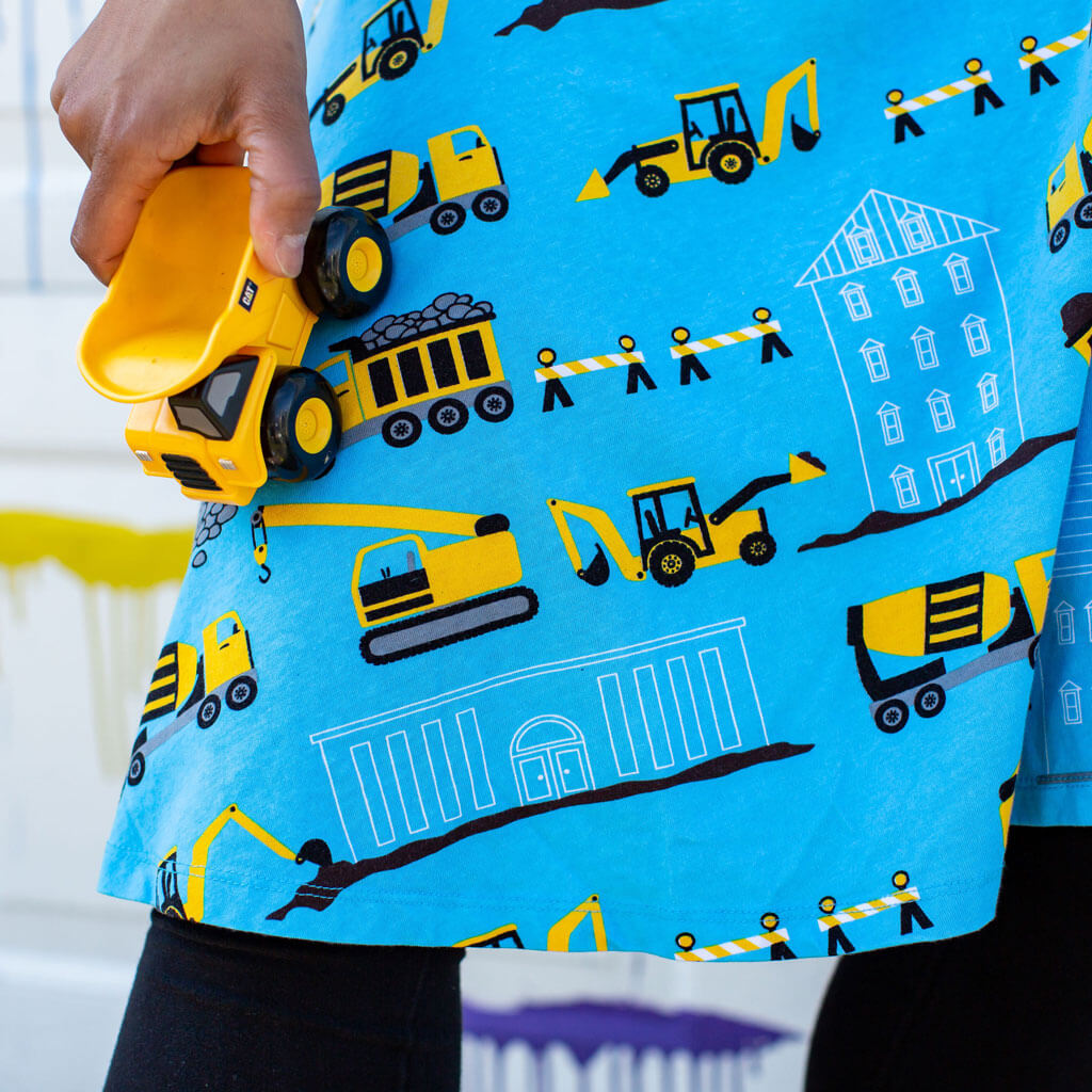 "Groundbreaker" Adult Construction Vehicles A-Line Dress with Pockets