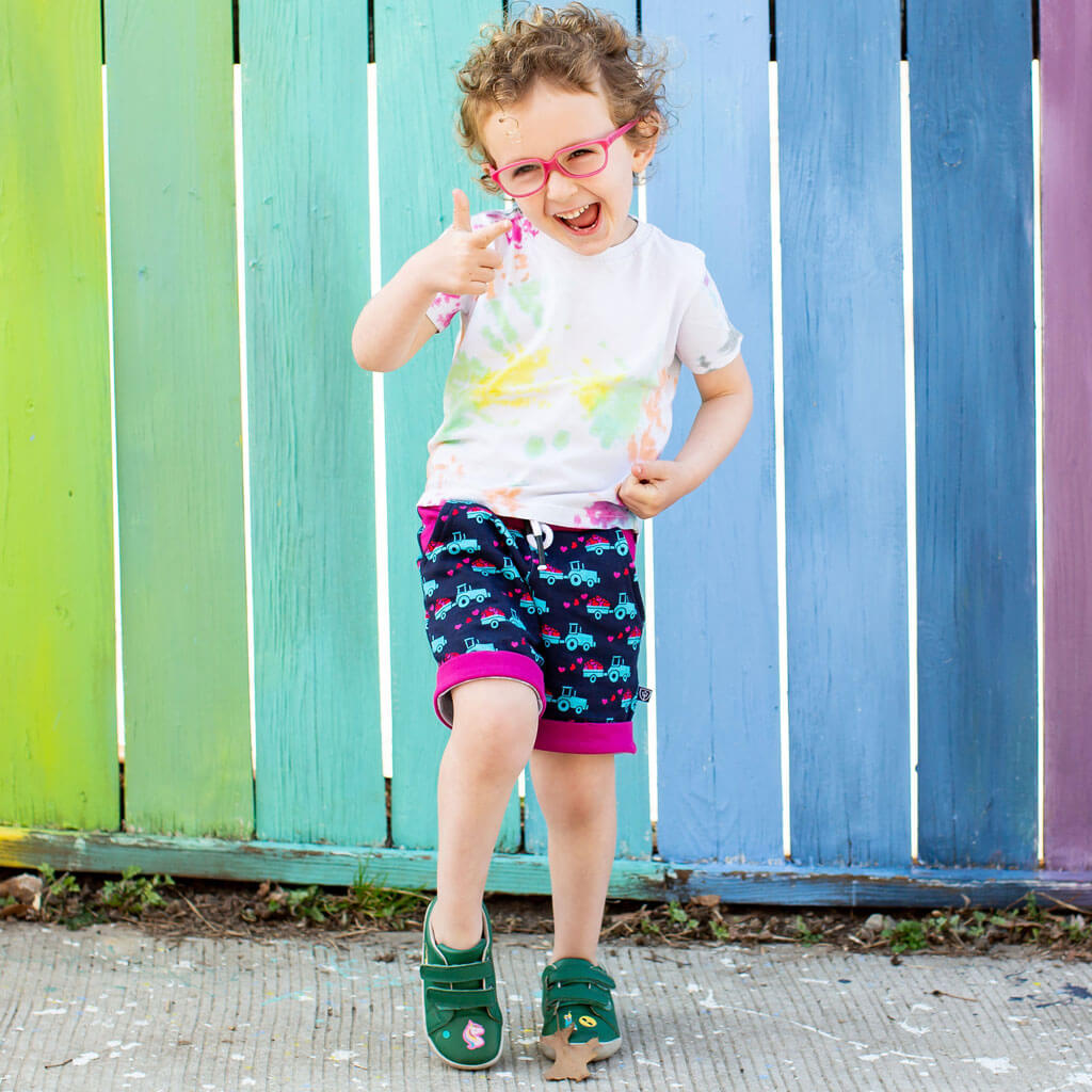 "Harvest of Love" Heart Tractors Drawstring Cuffed Shorts with Pockets