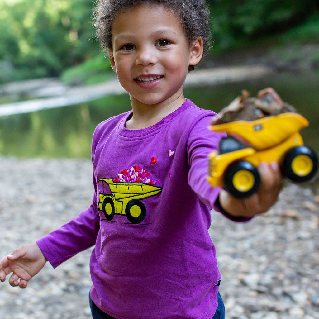 "Full of Love" Hearts Dump Truck Shirt with Long Sleeves