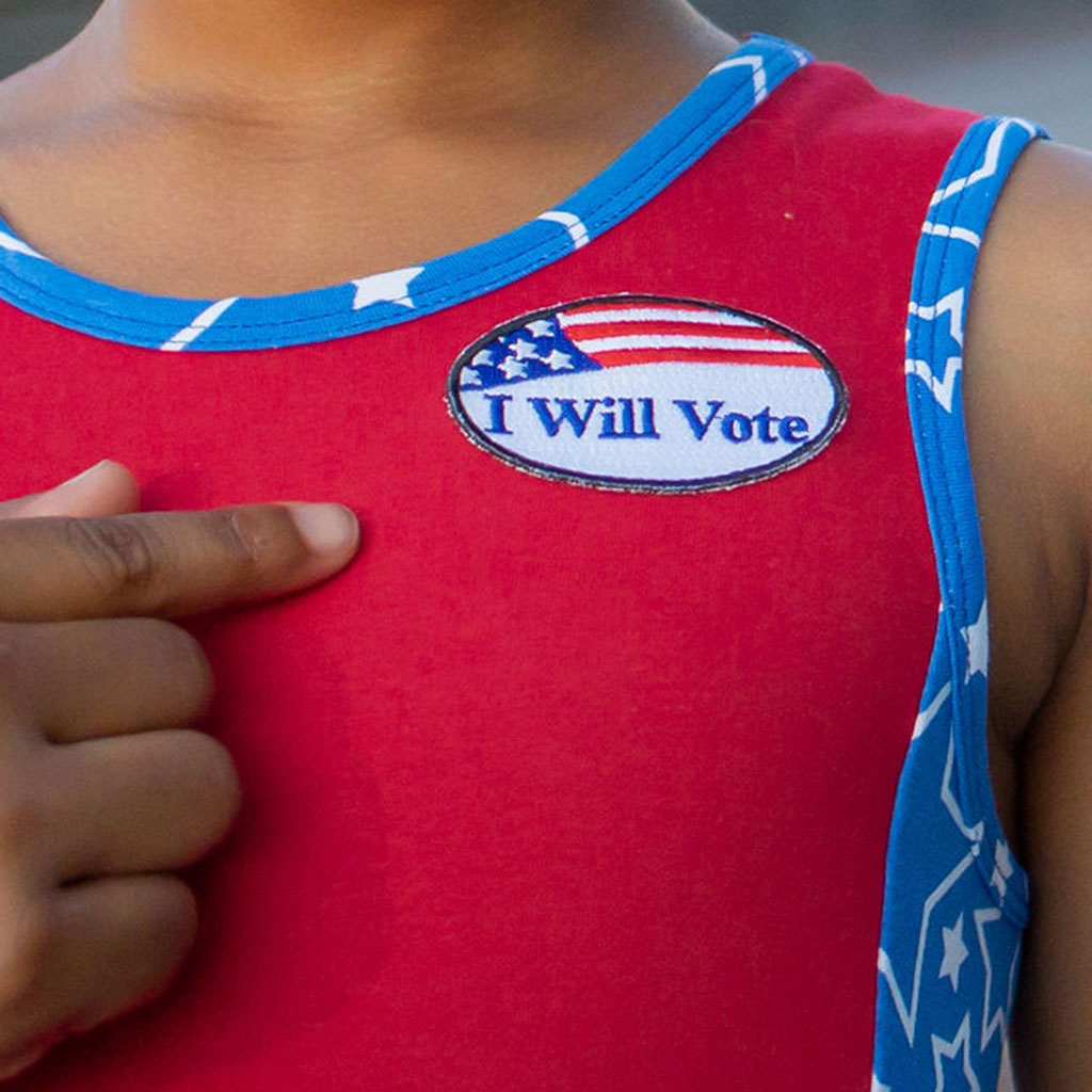 &quot;I Will Vote&quot; Star-Spangled Skater Play Dress with Pockets