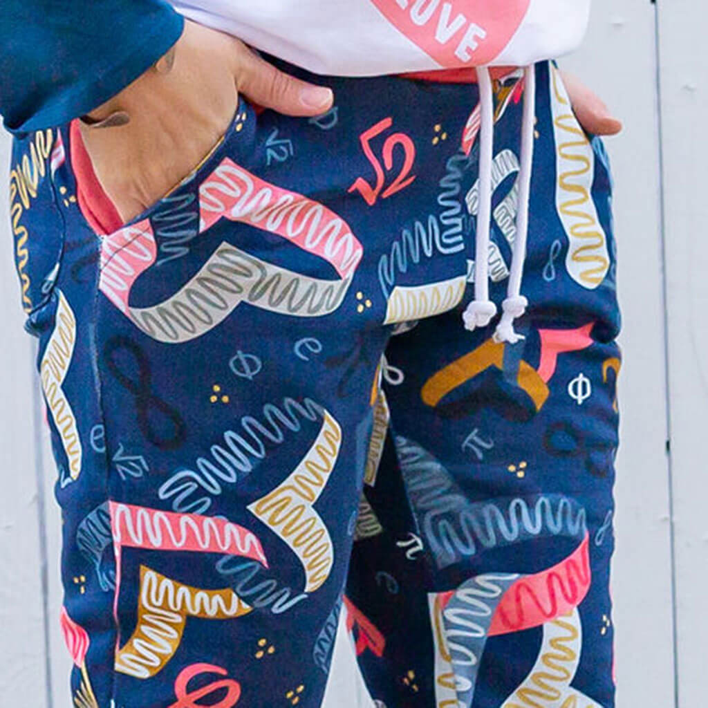 "Boundless Love" Adult Mathematical Symbols Fuzzy Fleece Jogger Pants
