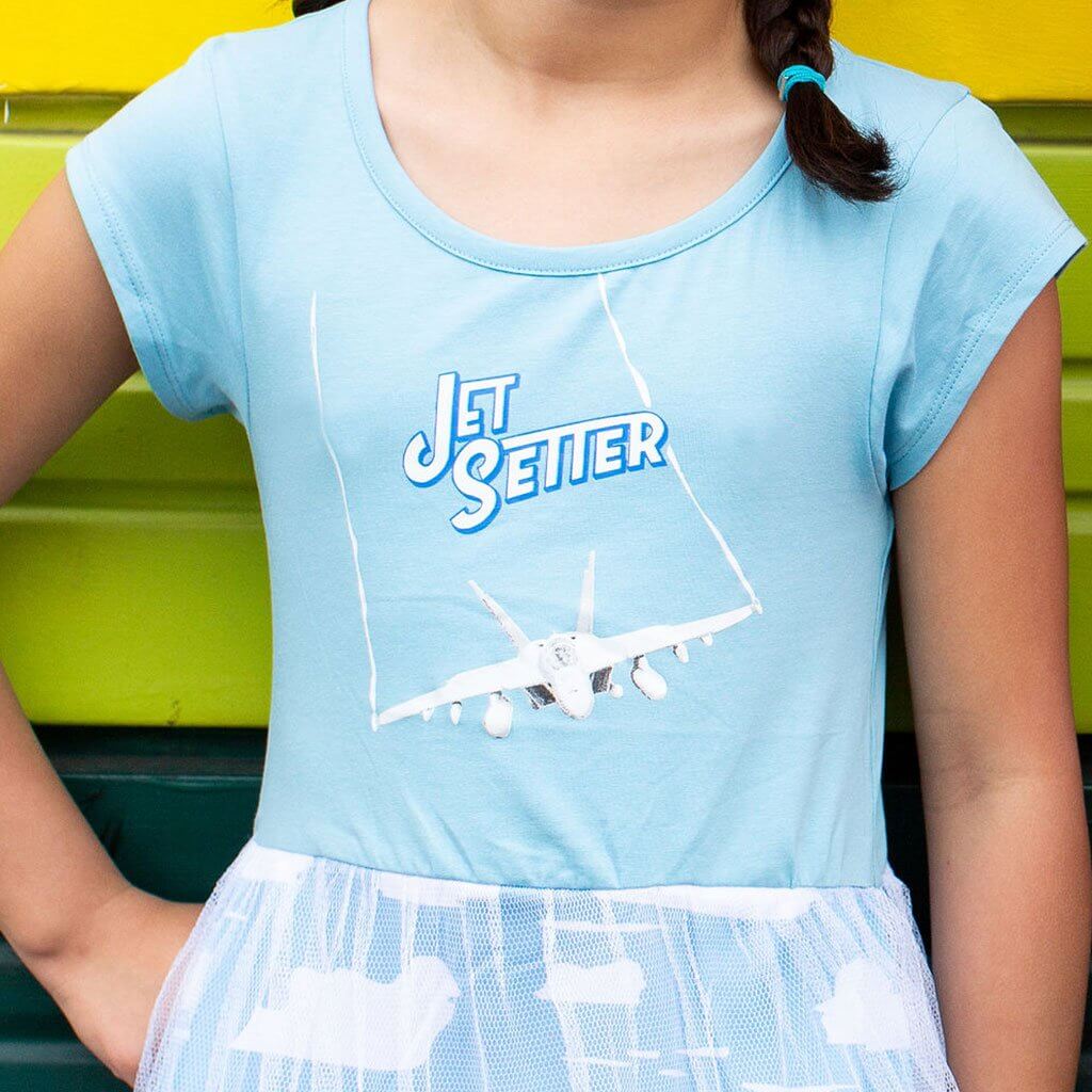 "Jet Setter" Airplane Dress with Mesh Skirt