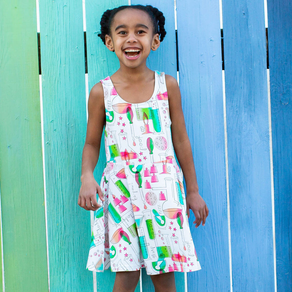 "The Sound of Science" Lab Equipment Sleeveless Play Dress with Pockets