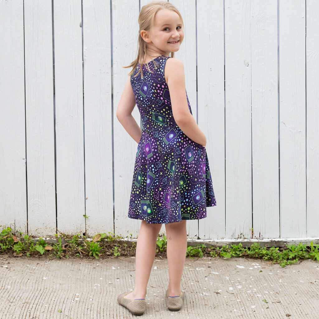 "Glow Getter" Lightning Bugs Sleeveless Play Dress with Pockets