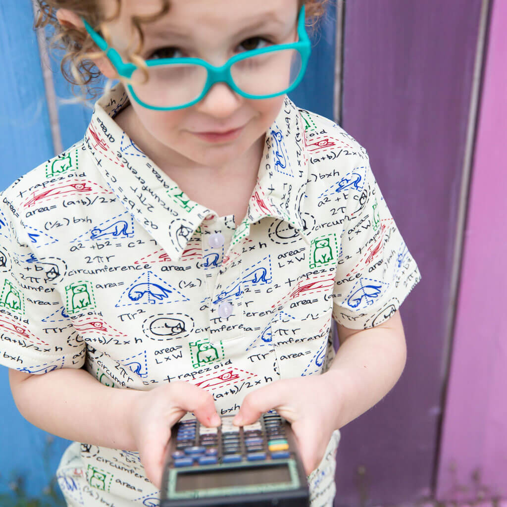 "Scratch Paper" Geometry Cats Short Sleeve Polo Shirt
