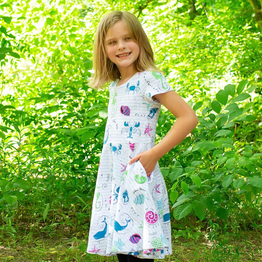 Math in Nature Short Sleeve Super Twirler Play Dress with Pockets