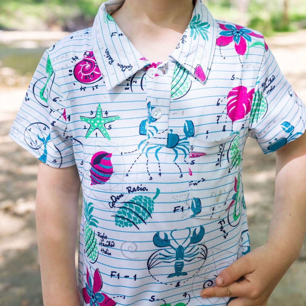 "Fibonacci Summer" Math in Nature Short Sleeve Polo Shirt