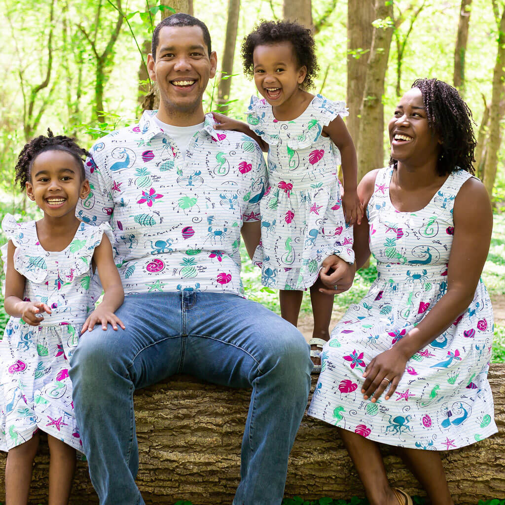 "Fibonacci Summer" Math in Nature Ruffle Sleeveless Dress with Patch Pockets