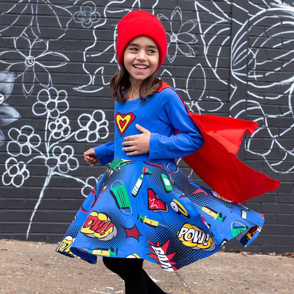 Medical Superheroes Super Twirler Dress with Long Sleeves