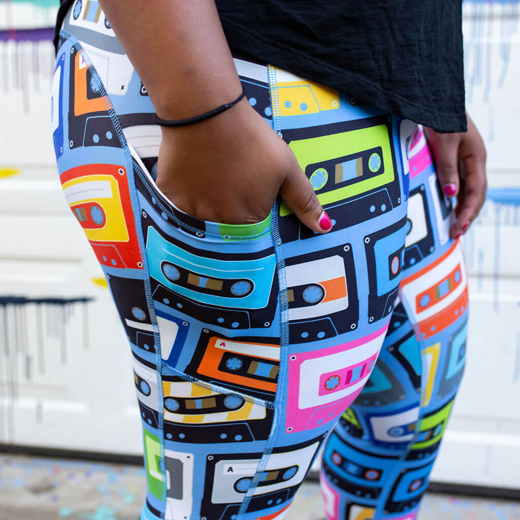 Ready Cassette Go Mix Tapes Leggings with Pockets - Adult - Princess  Awesome & Boy Wonder