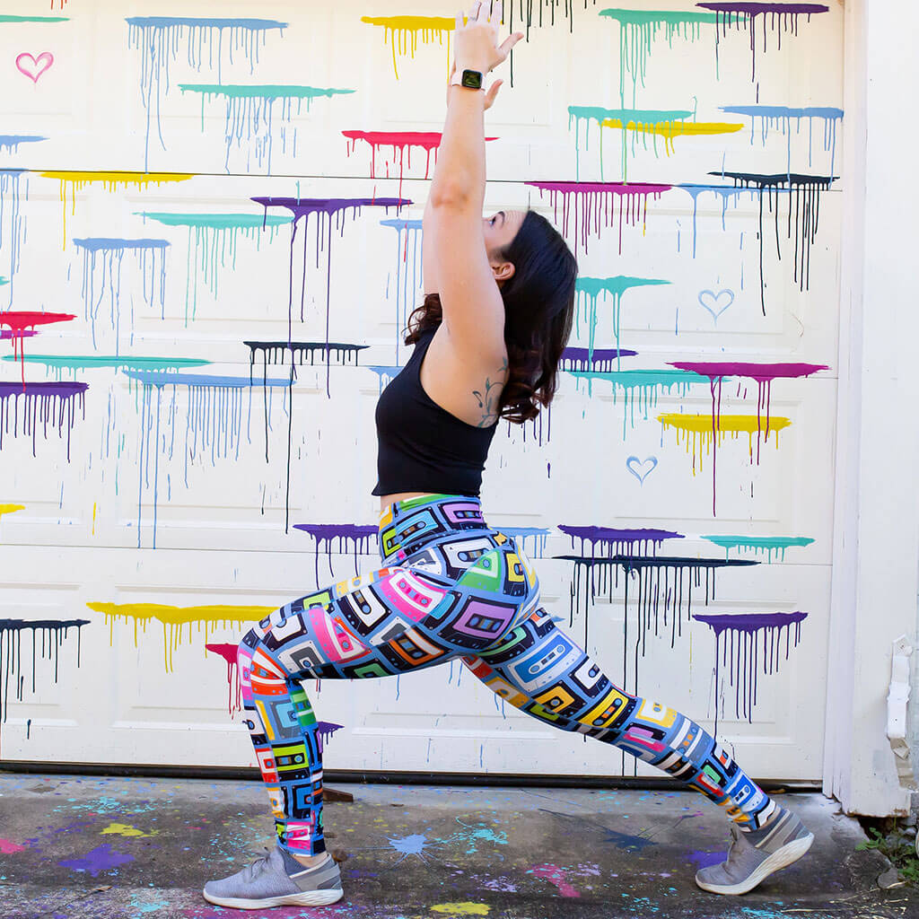 "Ready Cassette Go" Mix Tapes Leggings with Pockets - Adult