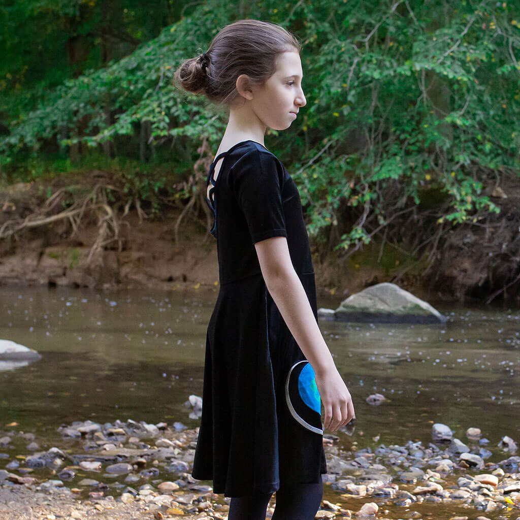 Apollo Moonshot Ballerina Style Short Sleeve Dress with Pockets