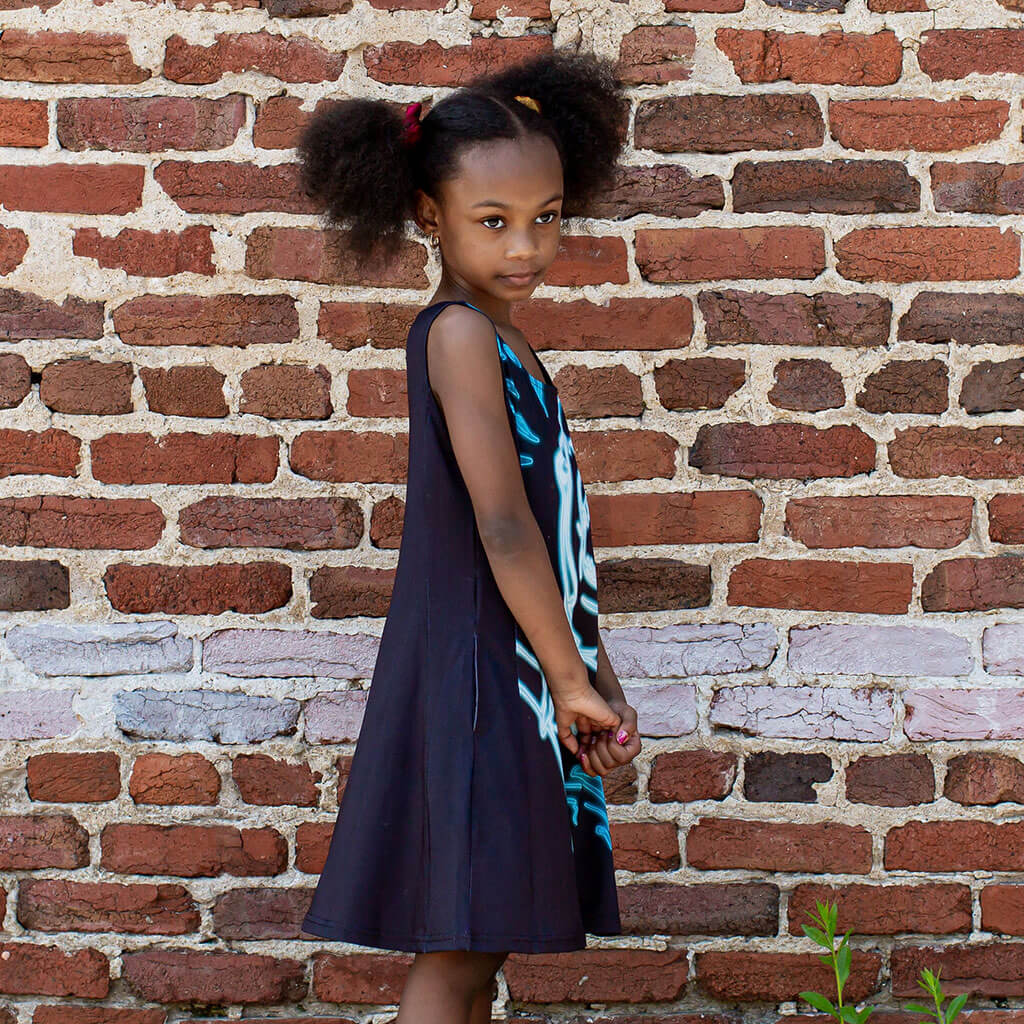 Neon Shark Skater Dress with Pockets