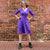 "Cresyl Violet" Adult Neurons V-Neck A-Line Dress with Sleeves and with Pockets