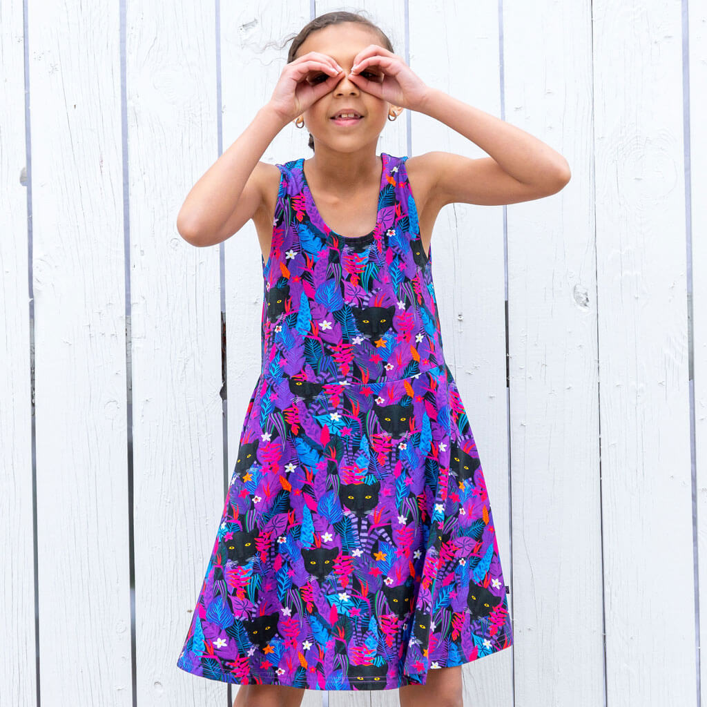 "Midnight Prowl" Panthers Sleeveless Play Dress with Pockets