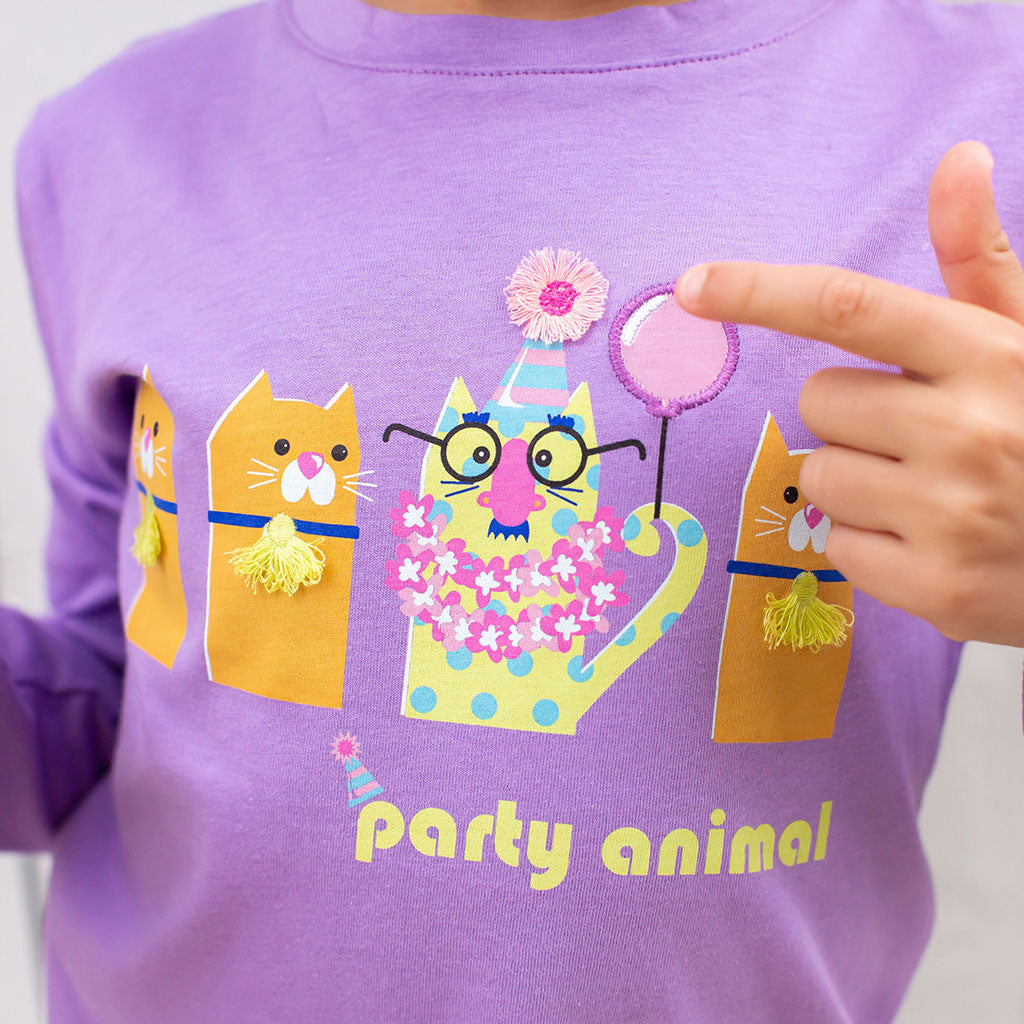 &quot;Party Animal&quot; Cats Shirt with Long Sleeves