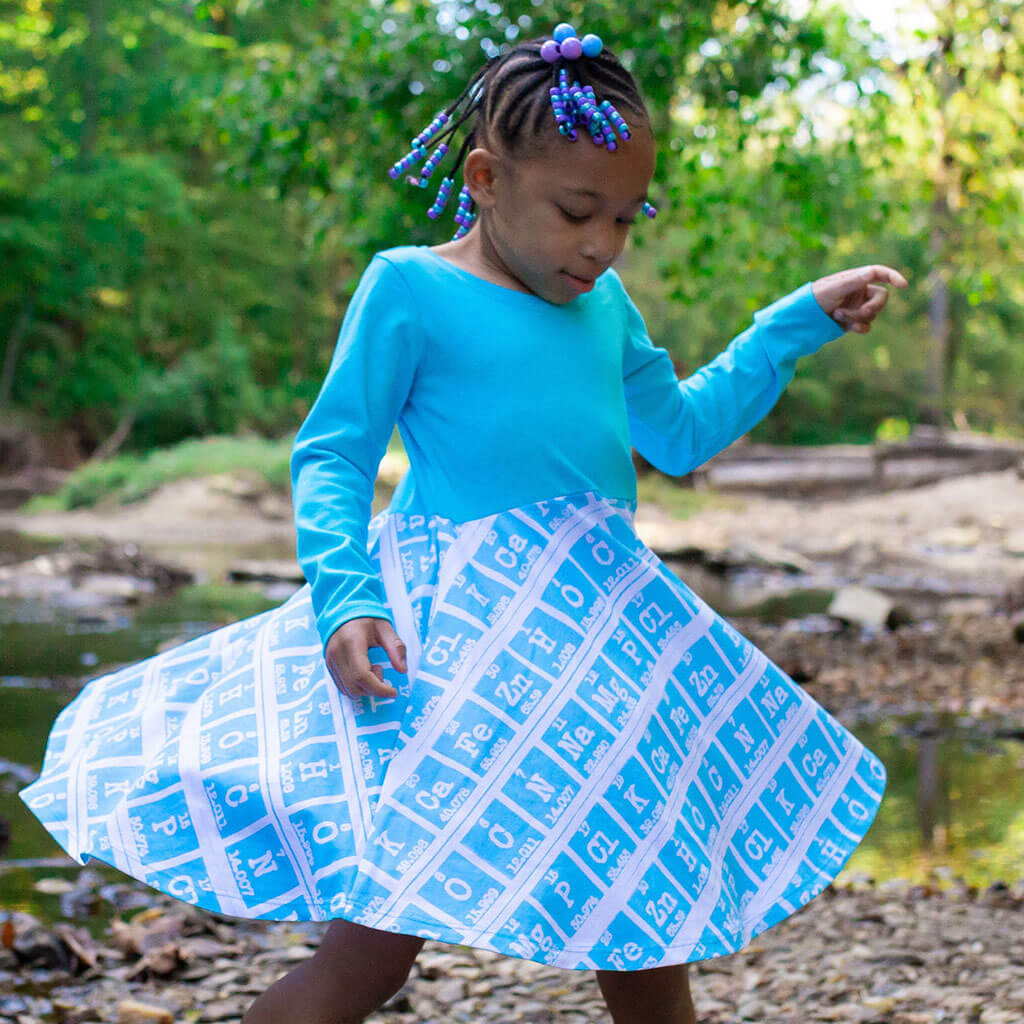 &quot;Elements of Style&quot; Periodic Table Twirly Play Dress with Long Sleeves