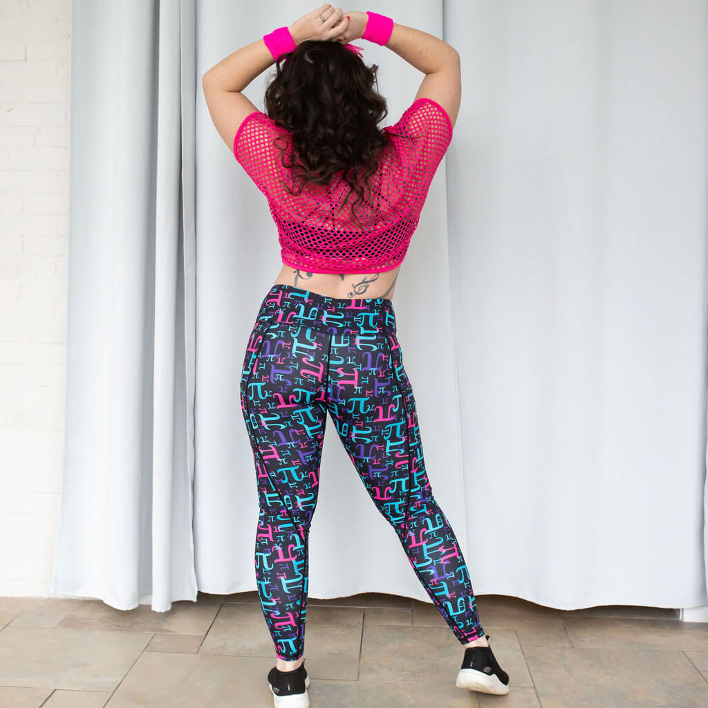 Adult "Pi in the Night Sky" Athletic Leggings with Pockets