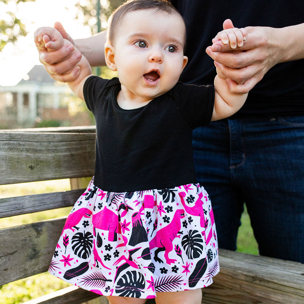 pink dinosaur dress Dinosaur Smocked Bishop Dress by Classic Whimsy - Girls Dresses