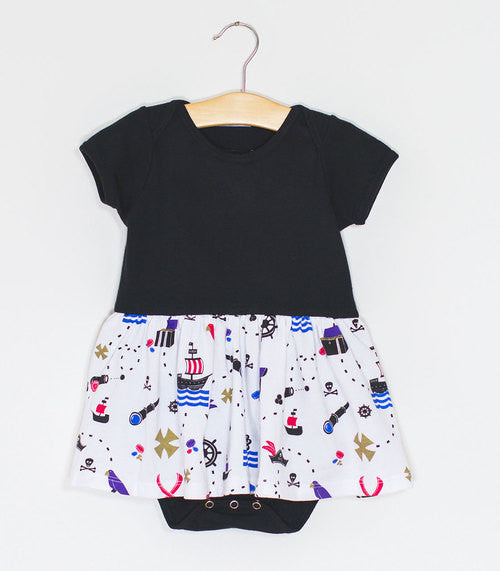 "Skull and Cross-bow-nes" Pirate Snapsuit Dress - Princess Awesome - 2
