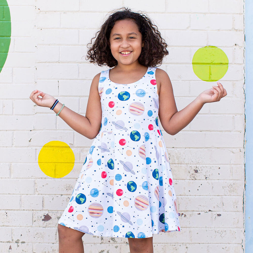 &quot;Revolutionary&quot; Planets Sleeveless Play Dress with Pockets