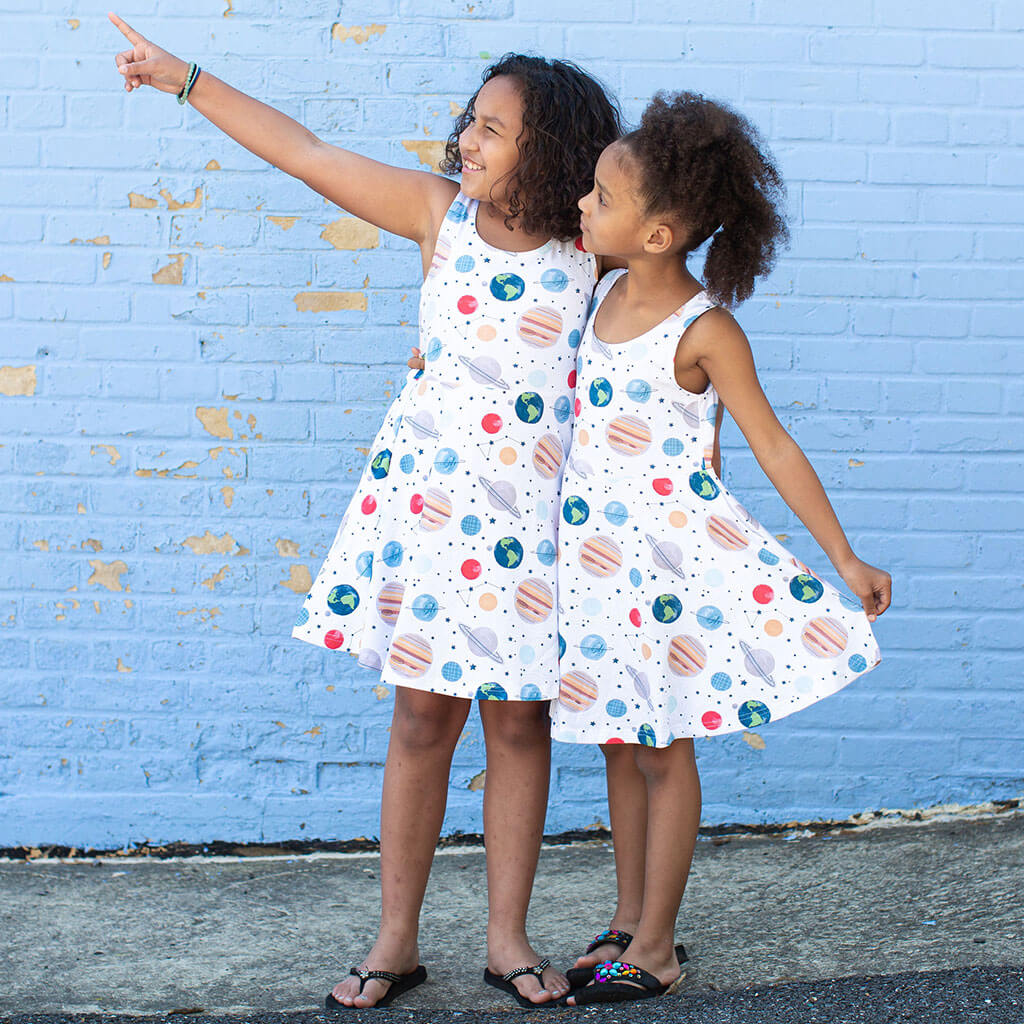 "Revolutionary" Planets Sleeveless Play Dress with Pockets