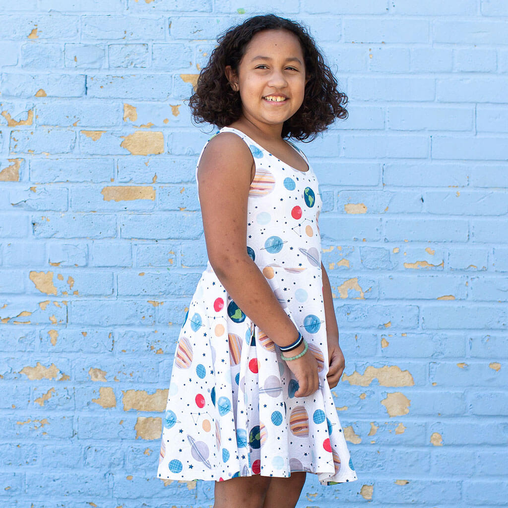 "Revolutionary" Planets Sleeveless Play Dress with Pockets