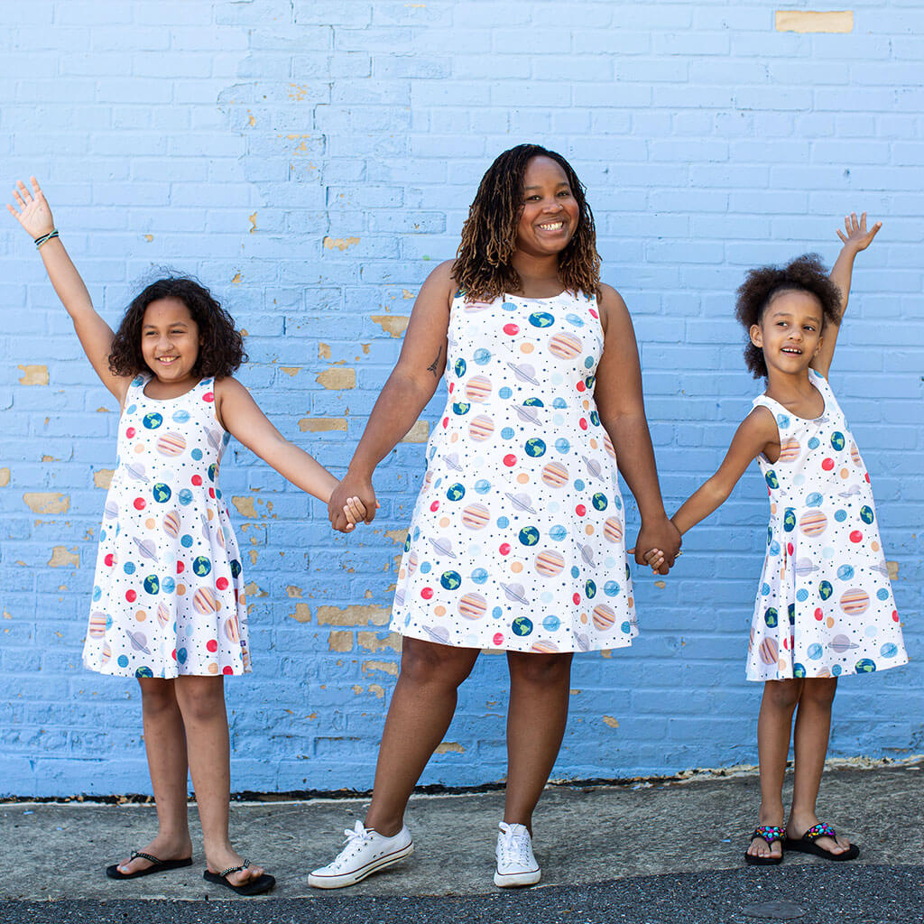 "Revolutionary" Adult Planets Sleeveless Dress with Pockets