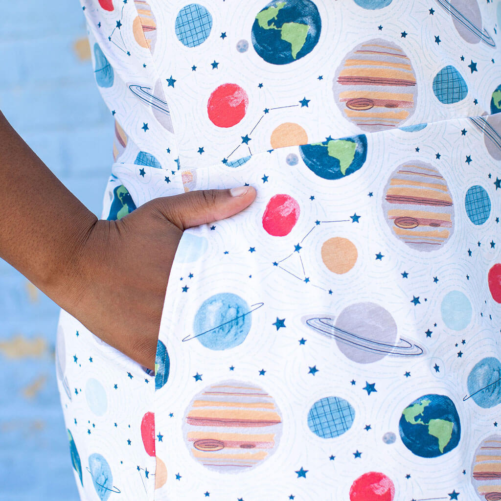 "Revolutionary" Adult Planets Sleeveless Dress with Pockets