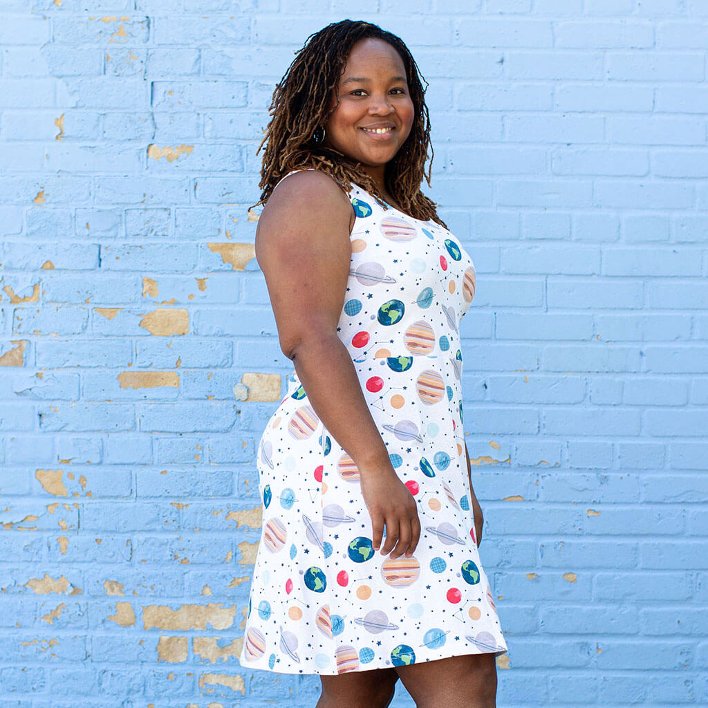 "Revolutionary" Adult Planets Sleeveless Dress with Pockets