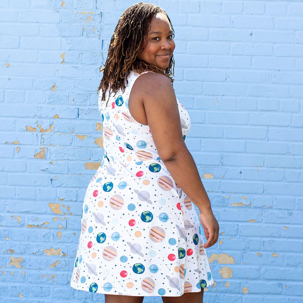 "Revolutionary" Adult Planets Sleeveless Dress with Pockets