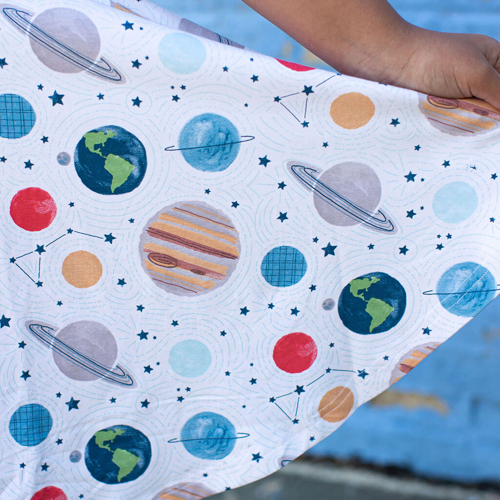 princess awesome solar system dress Night Lights Planets and Moons Super Twirler Dress with Pockets 8 / Short Sleeves