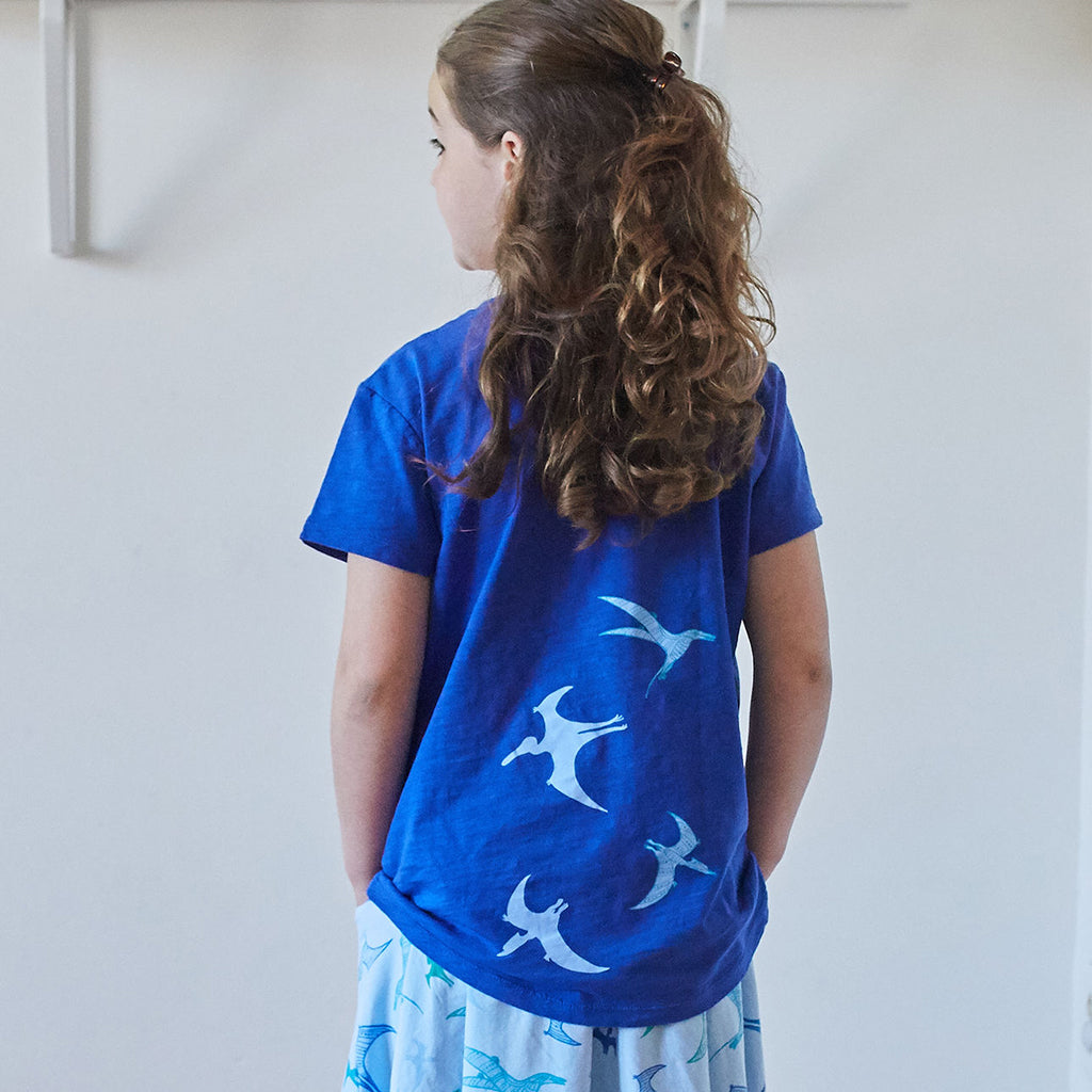 Flying Dinosaurs V-Neck Short Sleeve Shirt