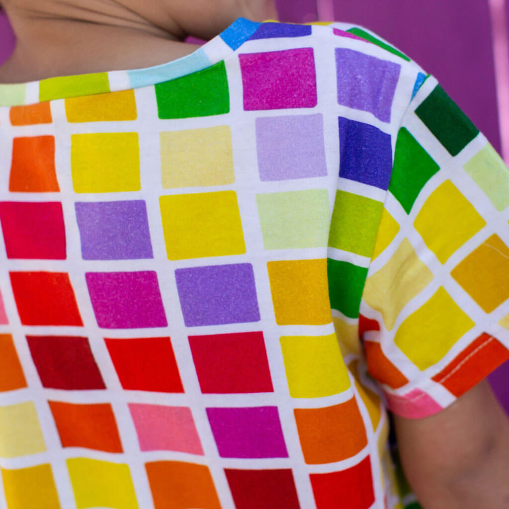 Rainbow Blocks Henley Short Sleeve Tee Shirt
