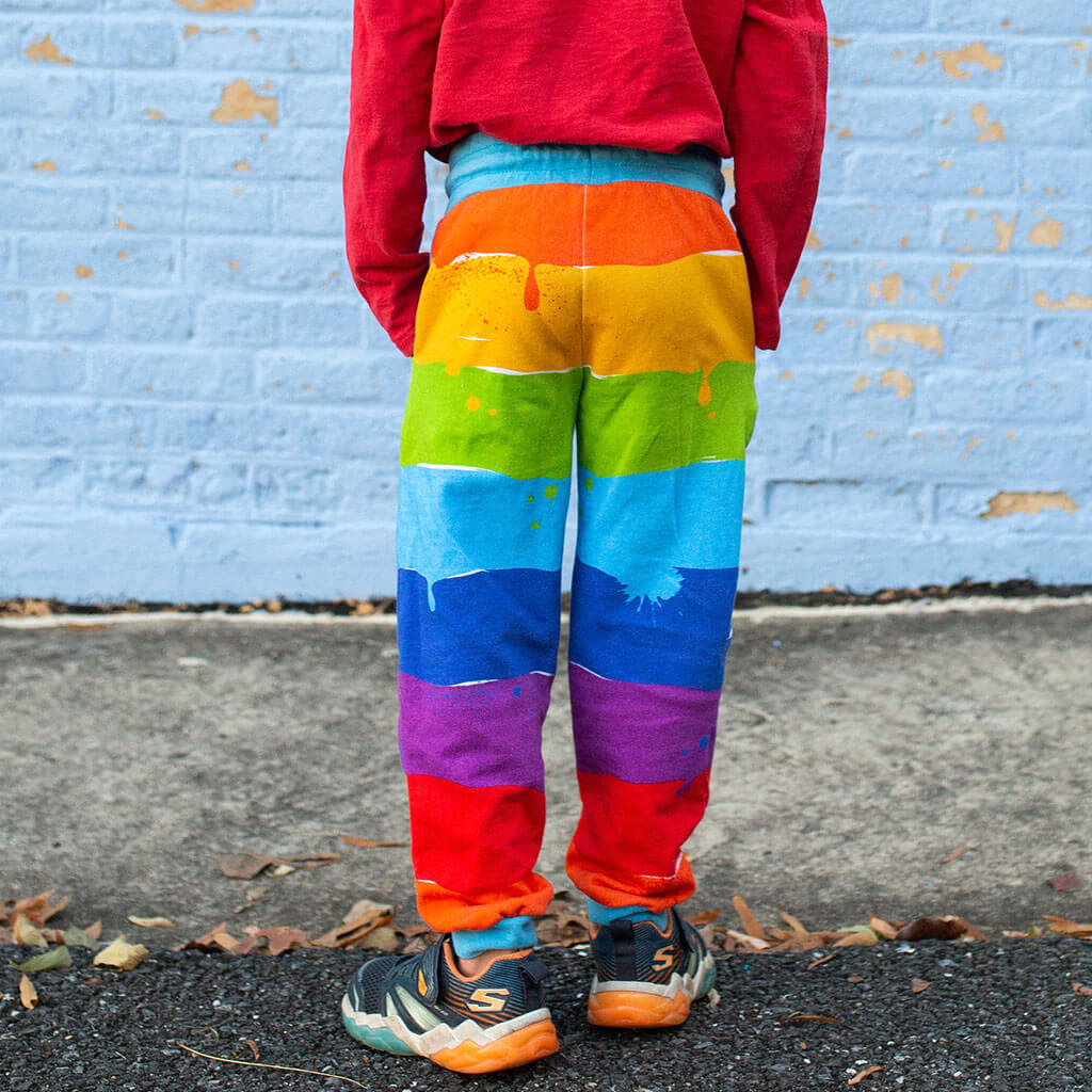 "Paint the Town" Rainbow Fuzzy Fleece Joggers with Pockets