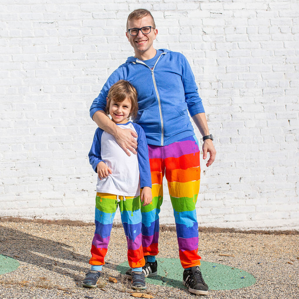 Adult &quot;Paint the Town&quot; Rainbow Fuzzy Fleece Joggers with Pockets