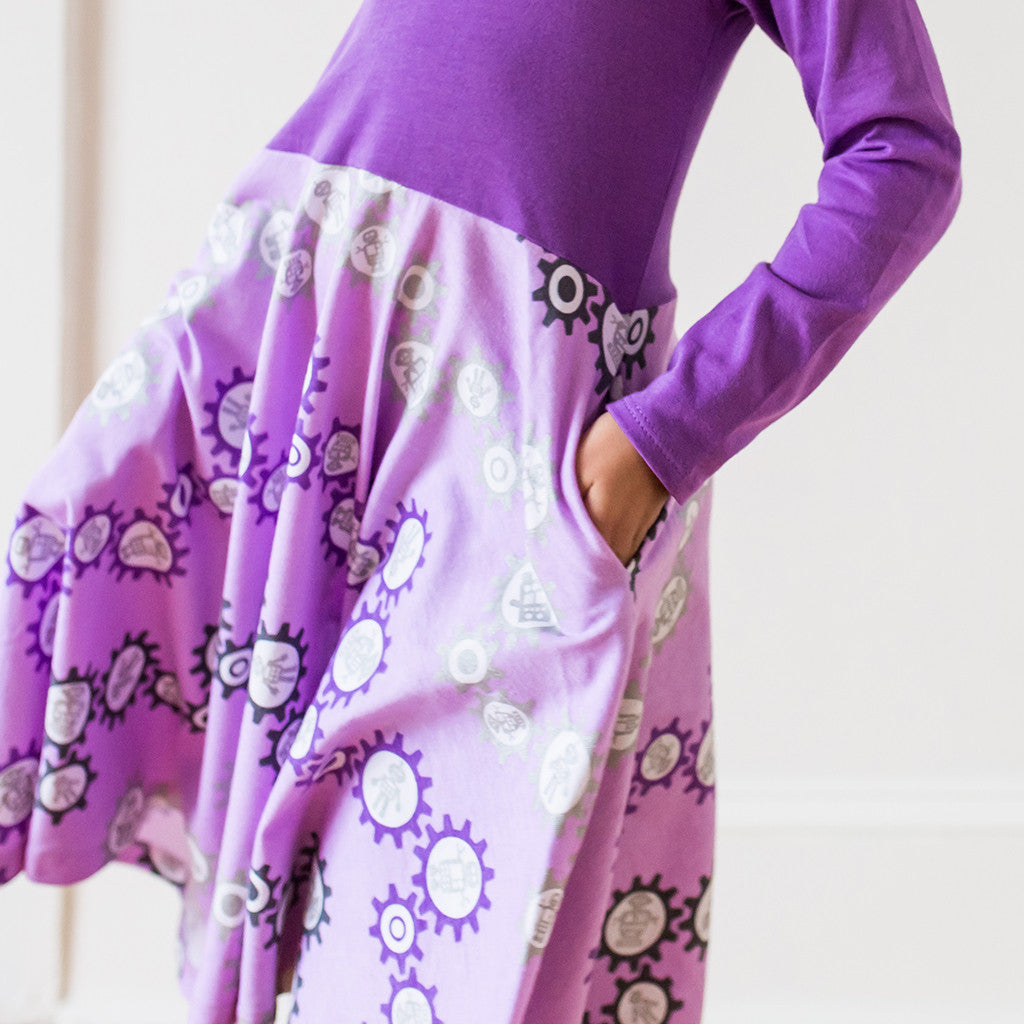 "SparkleBots" Twirly Robots Play Dress with Long Sleeves - Princess Awesome - 2