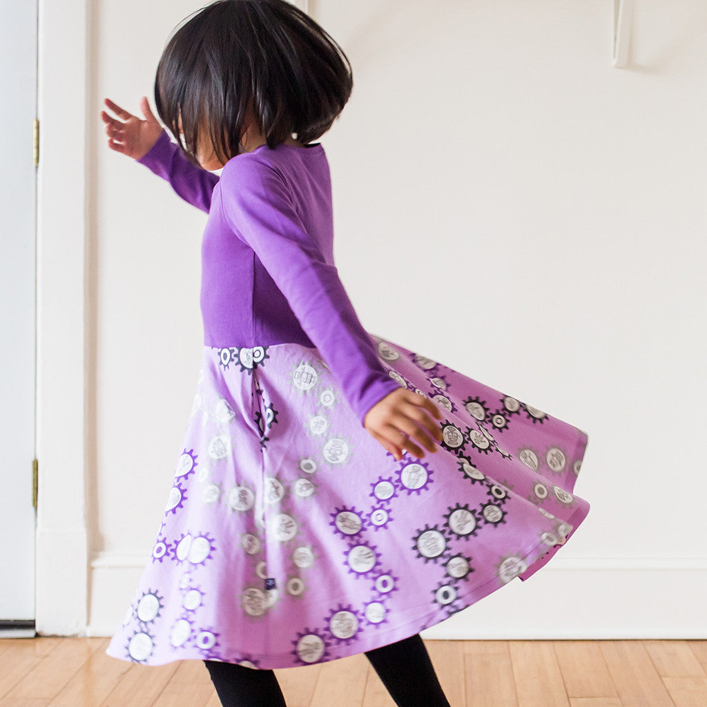"SparkleBots" Twirly Robots Play Dress with Long Sleeves - Princess Awesome - 4