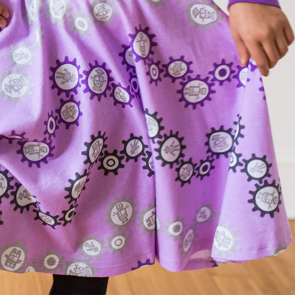 "SparkleBots" Twirly Robots Play Dress with Long Sleeves - Princess Awesome - 6