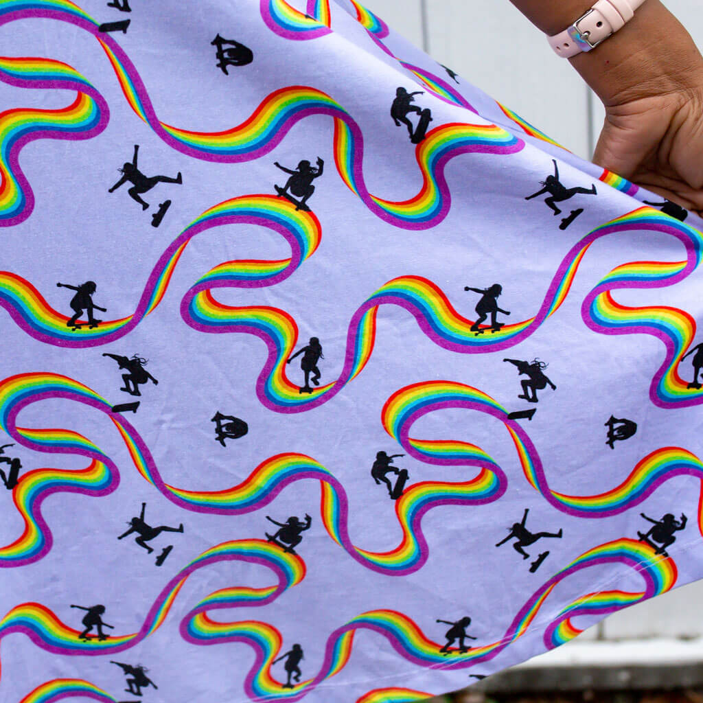 Adult Rainbow Skateboarding A-Line Dress with Pockets