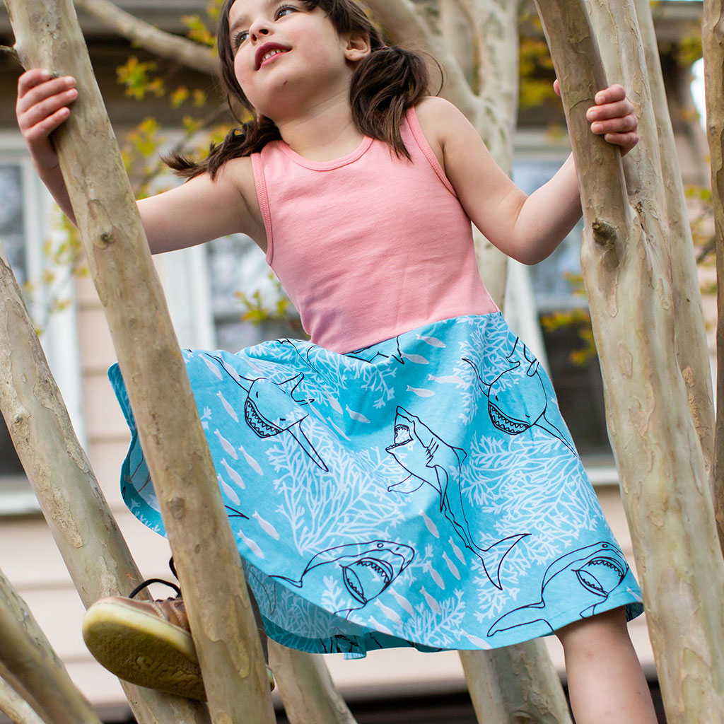 Hello Chum" Sharks Sleeveless Twirly Play Dress with Pockets - Princess  Awesome & Boy Wonder