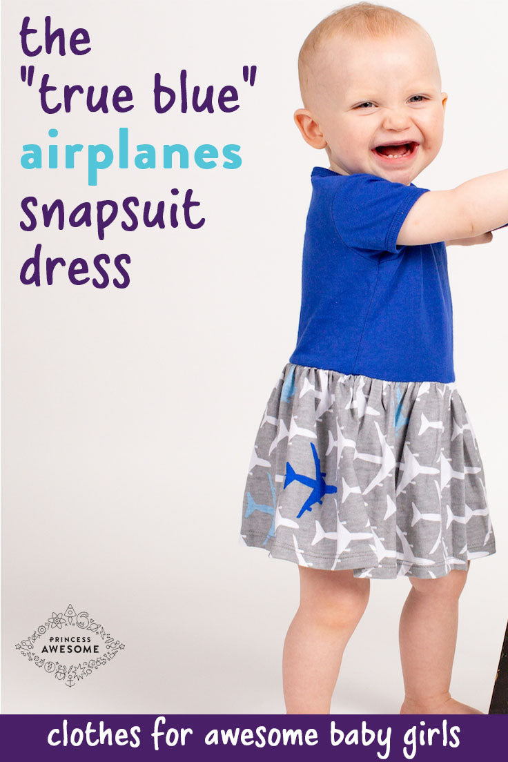 “True Blue” Airplanes Infant Snapsuit Dress
