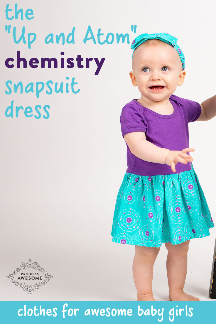 "Up and Atom" Chemistry Infant Snapsuit Dress