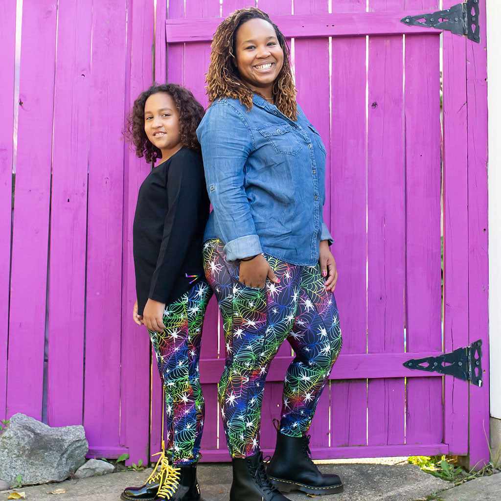 "Web Design" Rainbow Spider Leggings with Pockets
