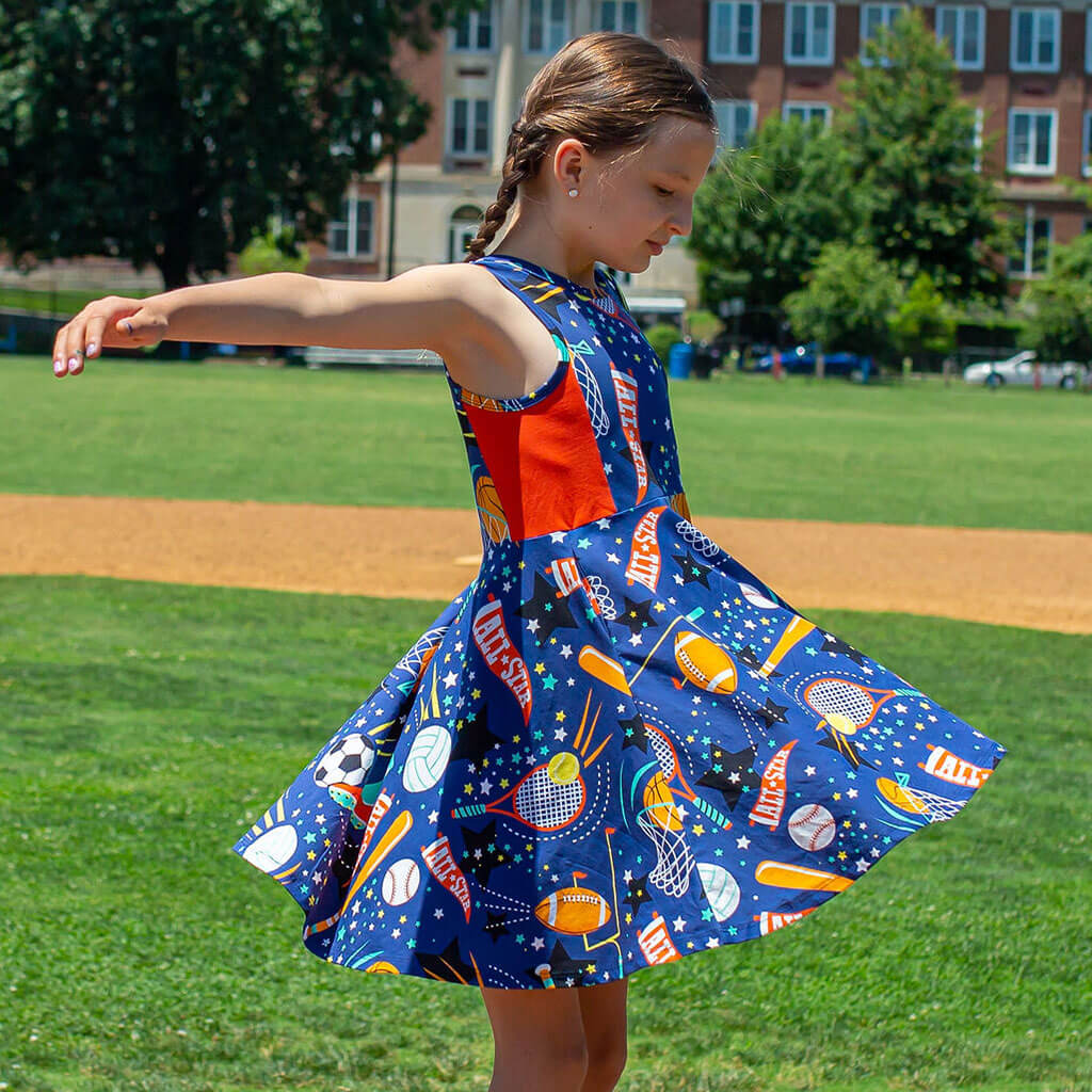 "Gold Mettle" Sports Skater Play Dress with Pockets