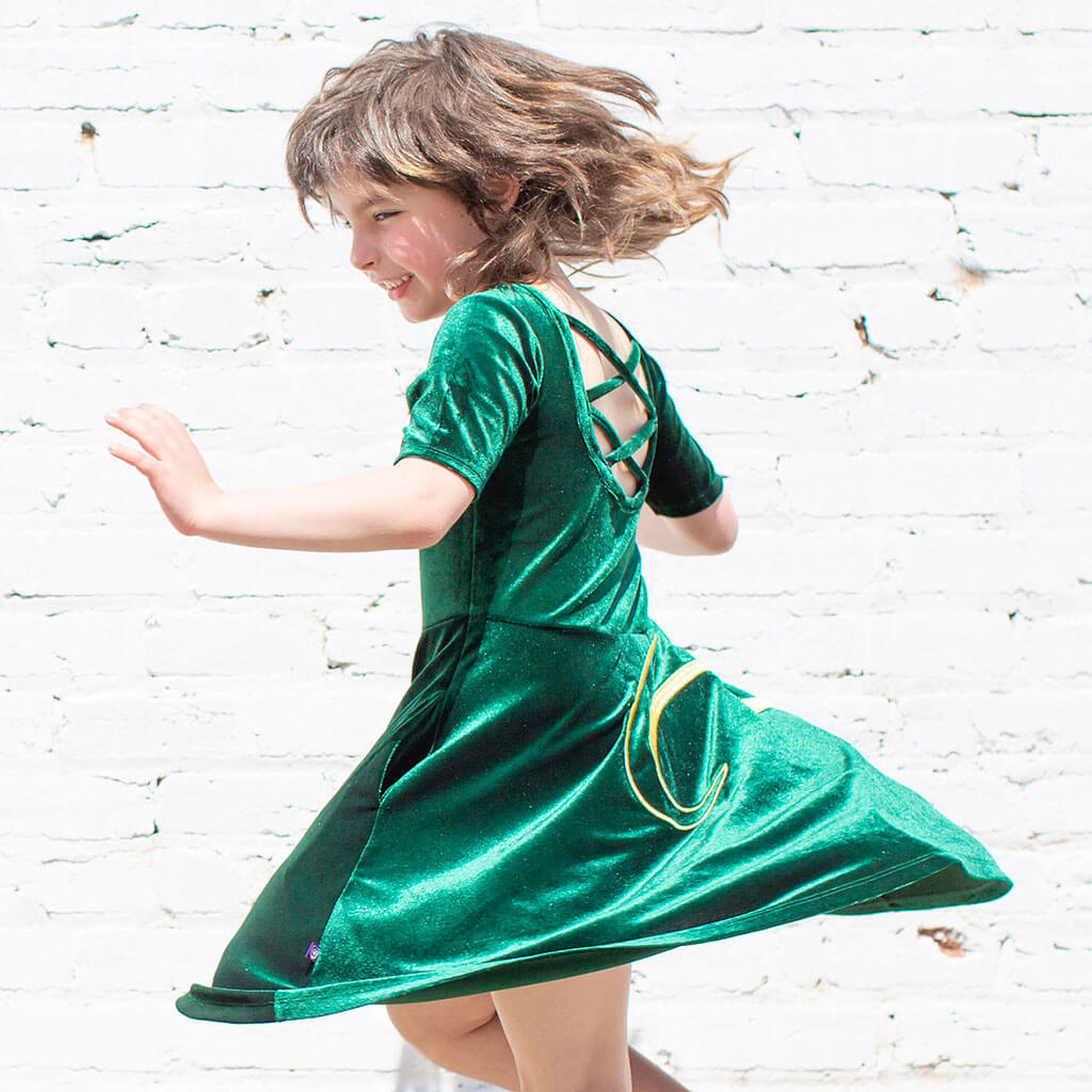 Tyrannosaurus Rex Ballerina Style Short Sleeve Dress with Pockets
