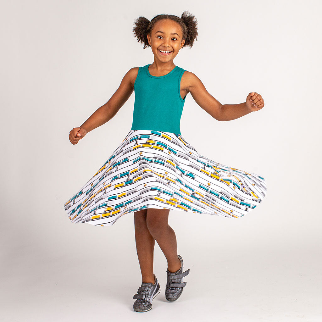 "ENGINEuity" Trains Twirly Play Dress with Pockets