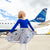 “True Blue” Airplanes Twirly Play Dress with Pockets and Long Sleeves