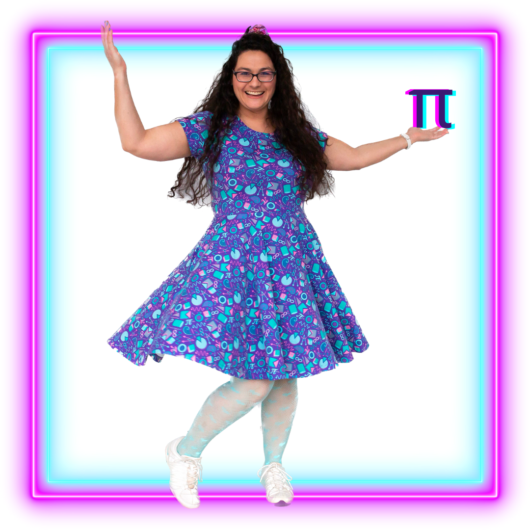 Adult &quot;Saved by the Pi&quot; Totally 80s Math Short Sleeve Twirler Dress with Pockets
