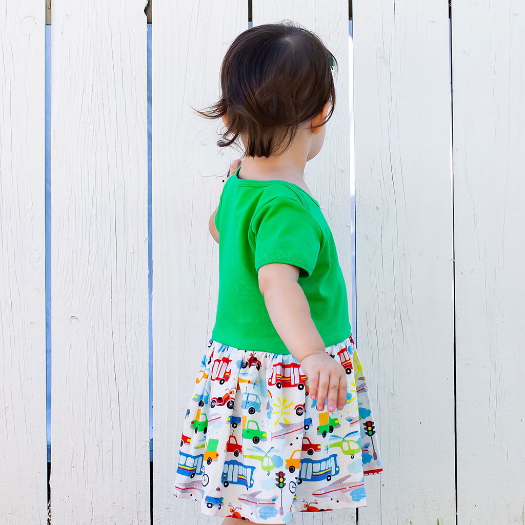 Busy Vehicles Infant Snapsuit Dress